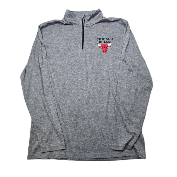 Chicago‎ Bulls NBA Pullover Mens Large Gray Ultra Game Quarter Zip